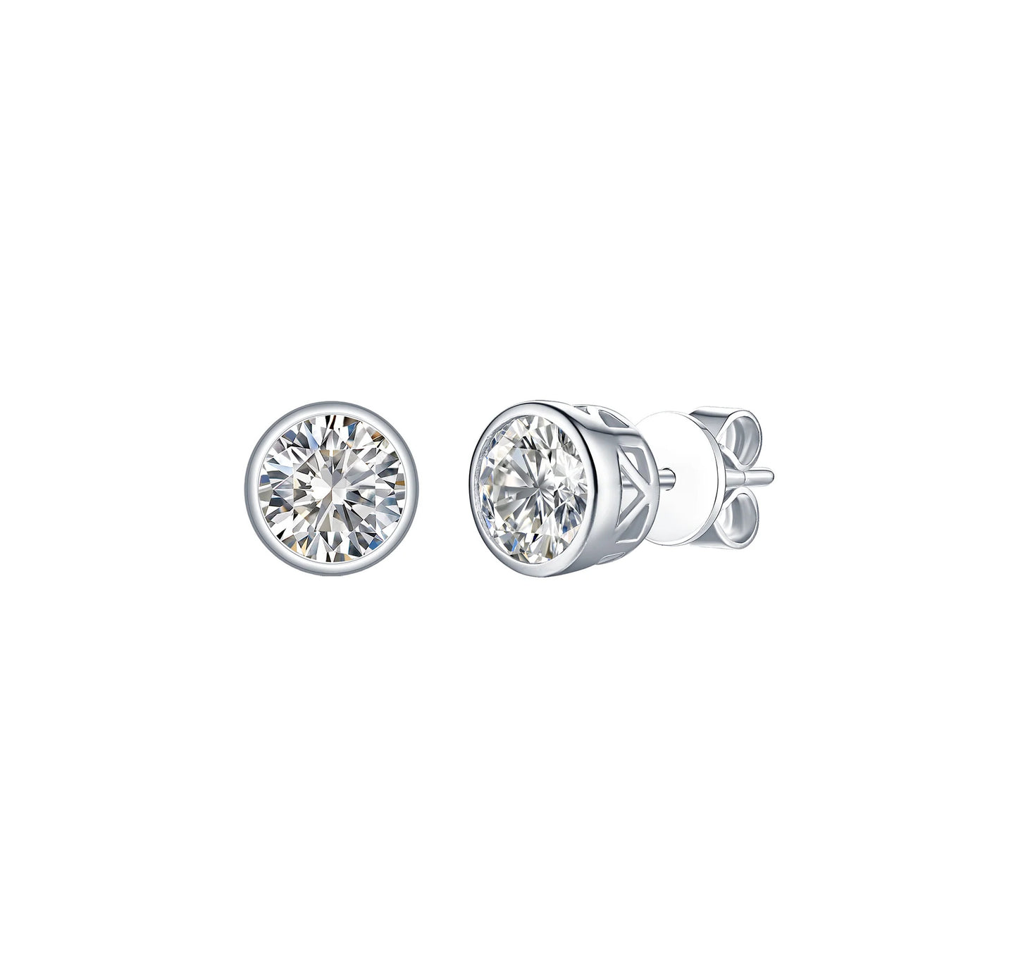 Solitaire Bezel 1.56 ct Lab Grown Diamond Earrings
