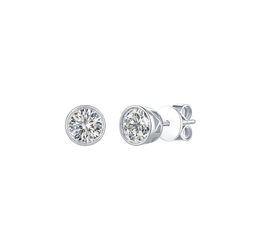 Solitaire Bezel 1.11 ct Lab Grown Diamond Earrings