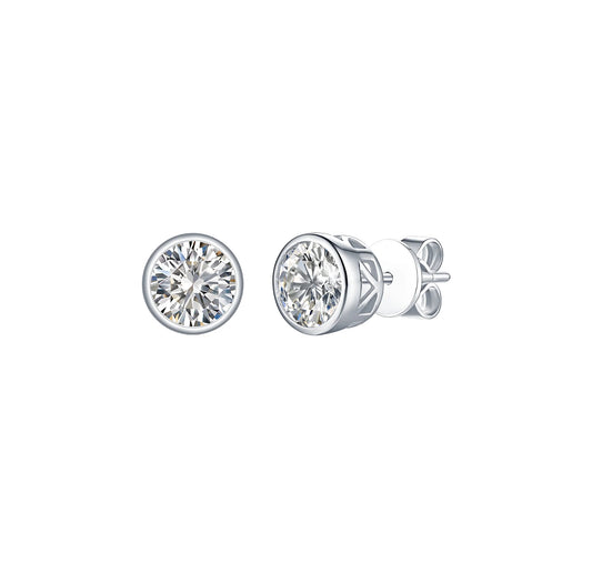 Solitaire Bezel 1.80 ct Lab Grown Diamond Earrings