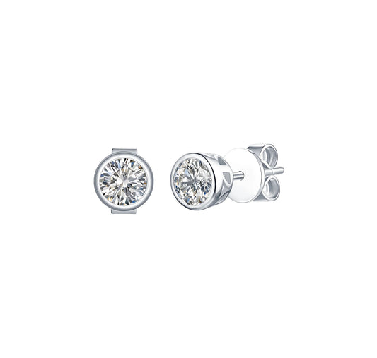 Solitaire Bezel 0.80 ct Lab Grown Diamond Earrings