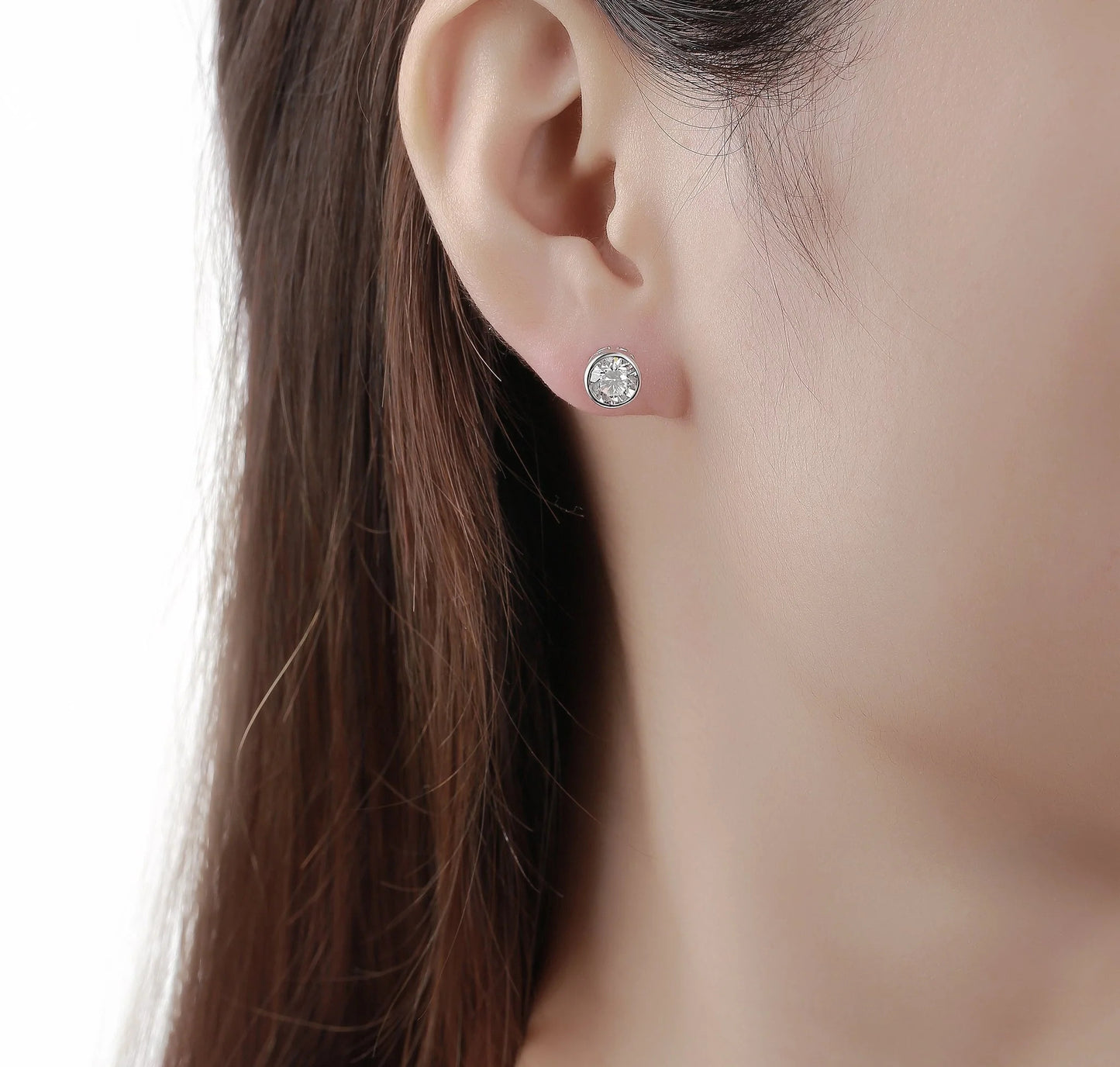 Solitaire Bezel 1.56 ct Lab Grown Diamond Earrings