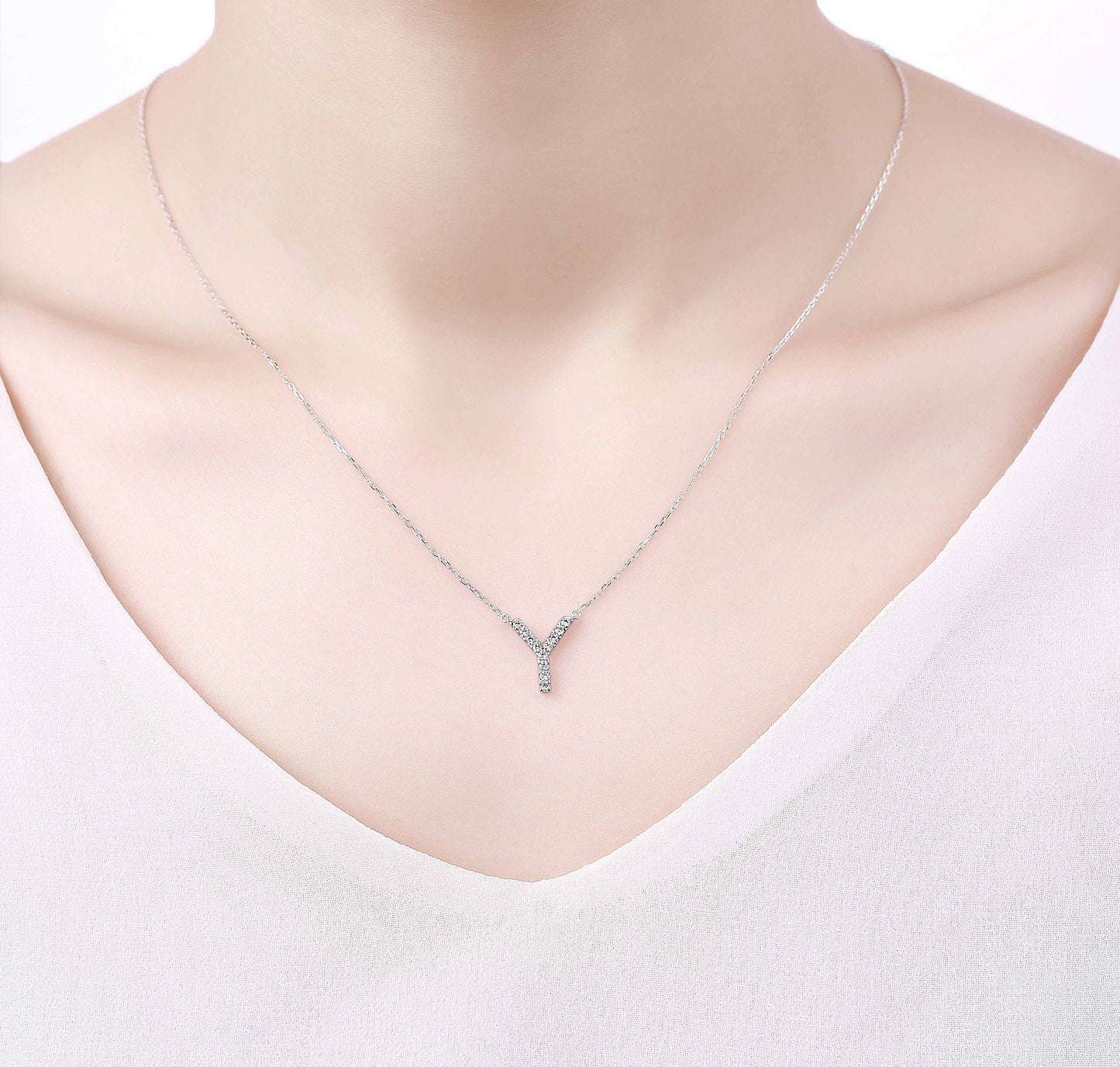 Charm 0.17ct “Y” Lab Grown Diamond Pendant