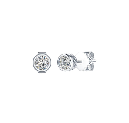 Solitaire Bezel 0.50 ct Lab Grown Diamond Earrings
