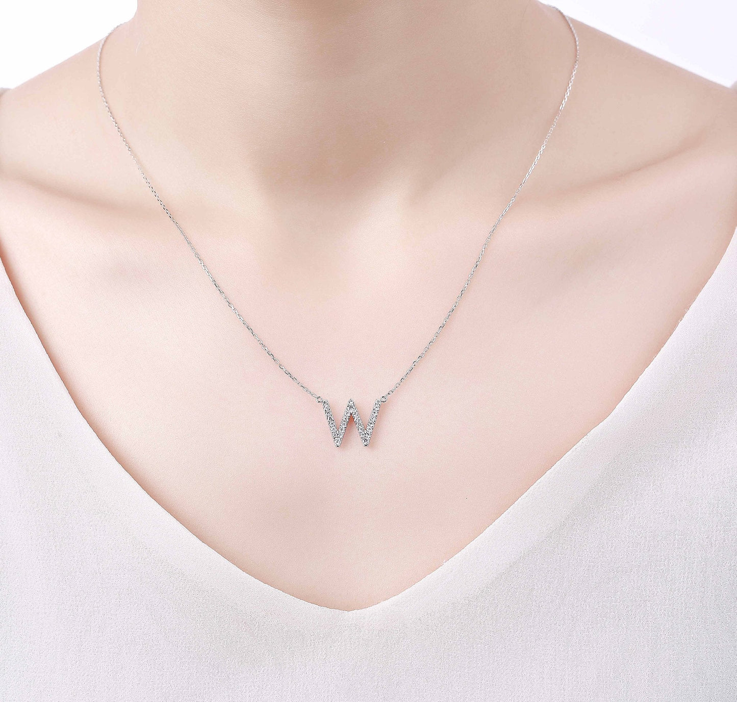 Charm 0.28ct “W” Lab Grown Diamond Pendant