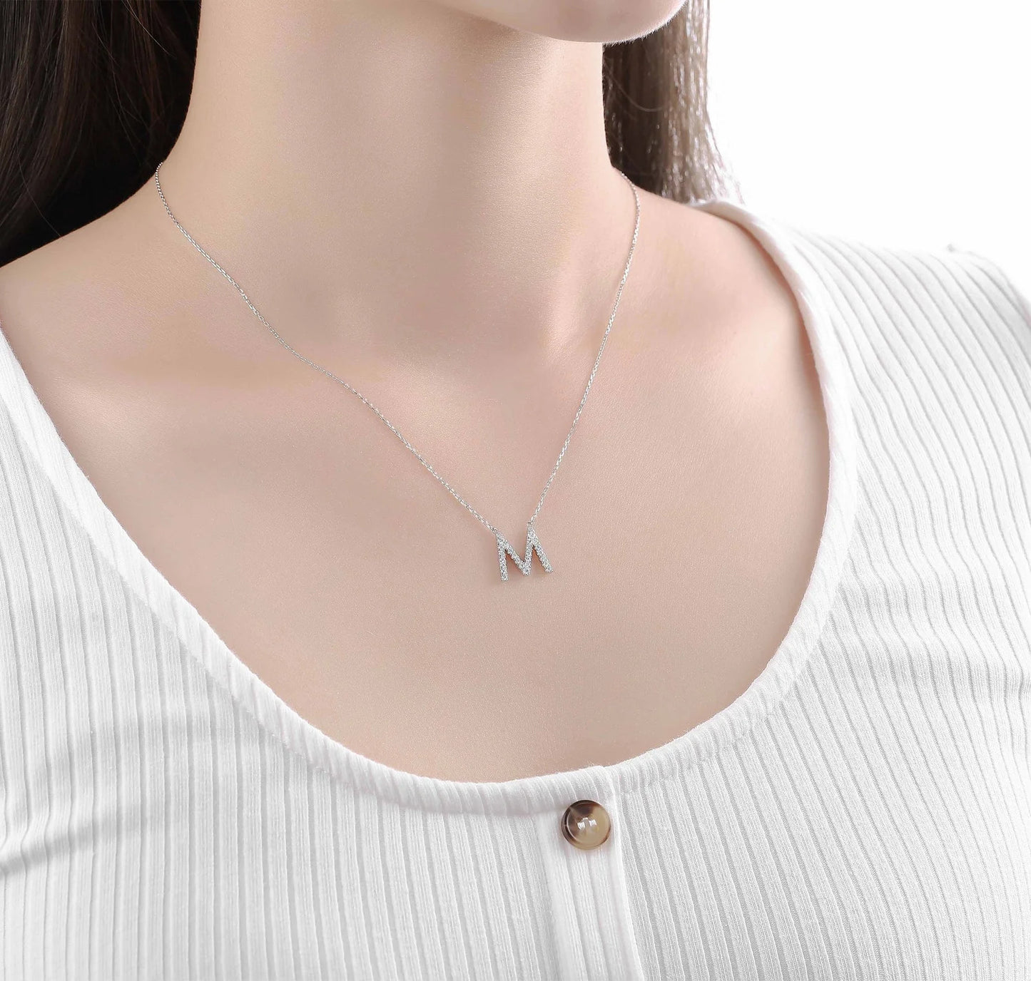Charm 0.29ct “M” Lab Grown Diamond Pendant