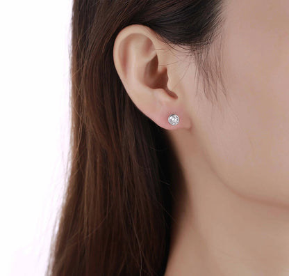 Solitaire Bezel 0.80 ct Lab Grown Diamond Earrings