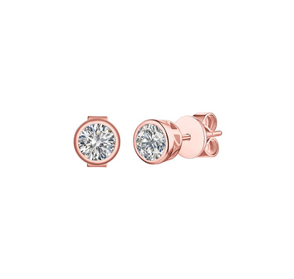 Solitaire Bezel 0.80 ct Lab Grown Diamond Earrings