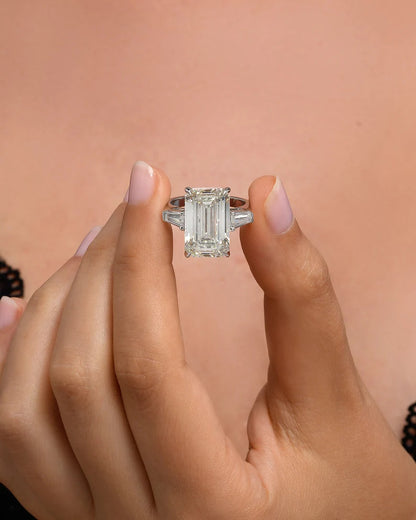 Solitaire Emerald 3.20 ct Lab Grown Diamond Ring