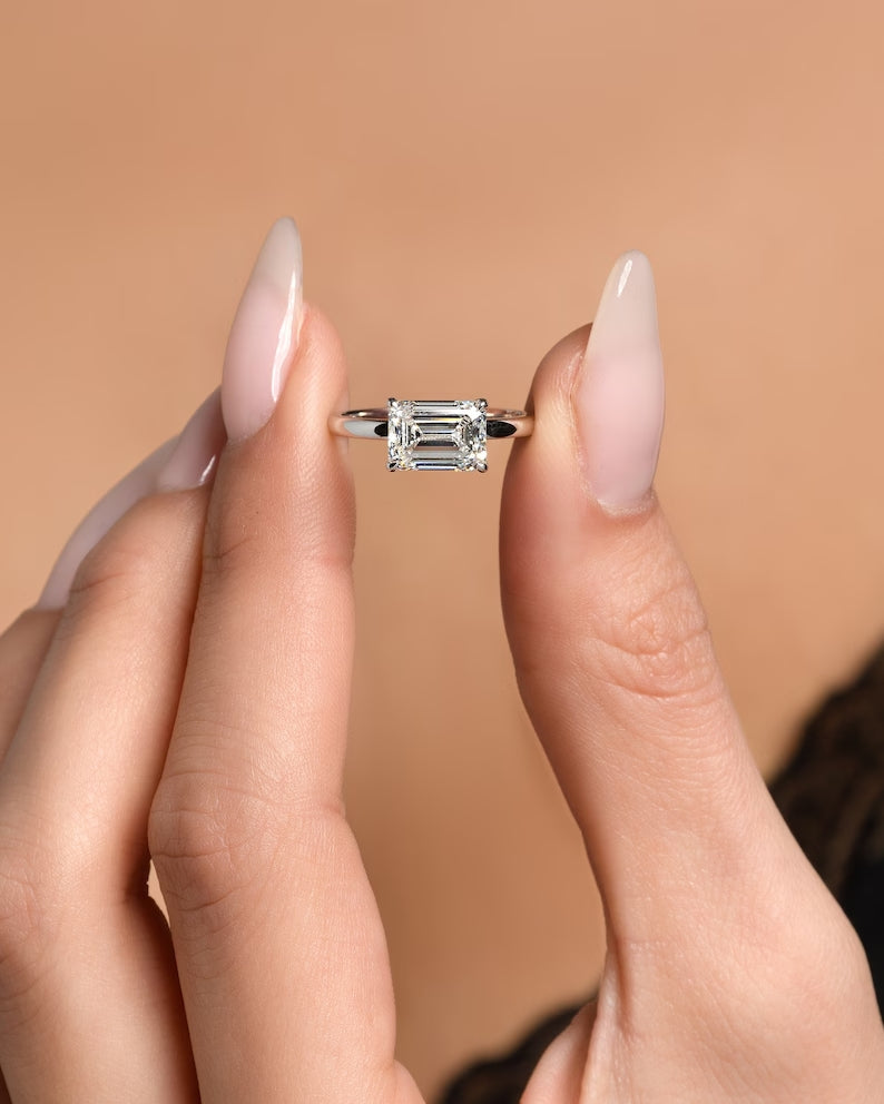 Solitaire Emerald 1.00 ct Lab Grown Diamond Ring