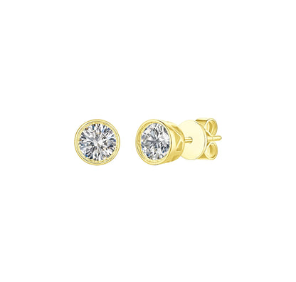 Solitaire Bezel 1.11 ct Lab Grown Diamond Earrings