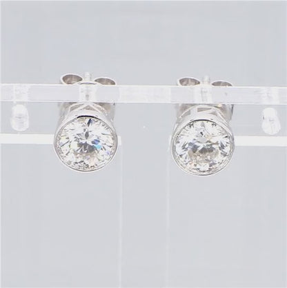 Solitaire Bezel 1.11 ct Lab Grown Diamond Earrings