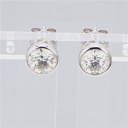 Solitaire Bezel 1.80 ct Lab Grown Diamond Earrings
