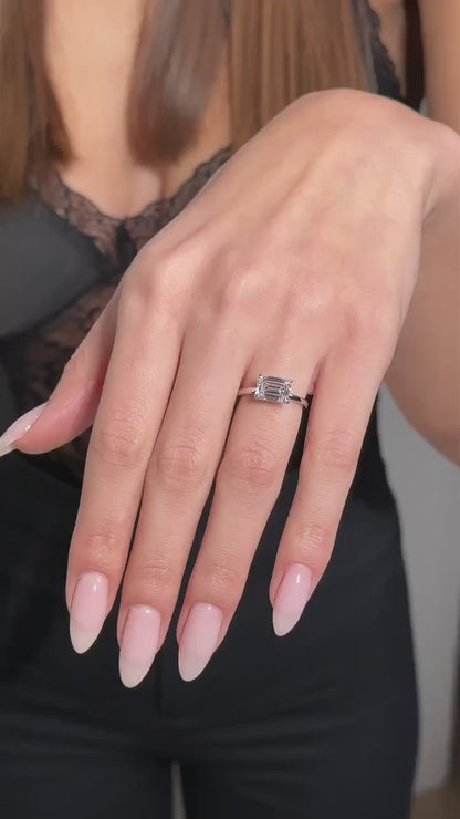 Solitaire Emerald 1.00 ct Lab Grown Diamond Ring